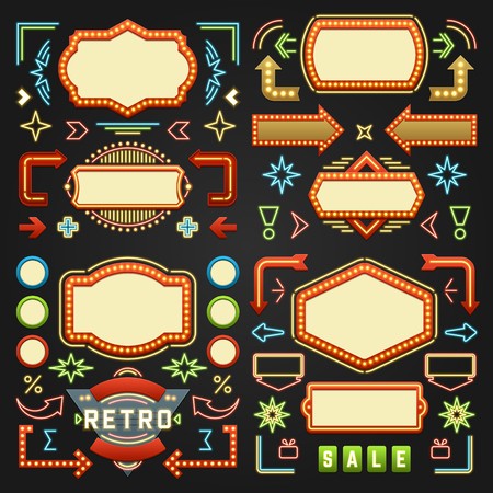 450x450 Retro American Sign Design Elements Set Billboard Signage