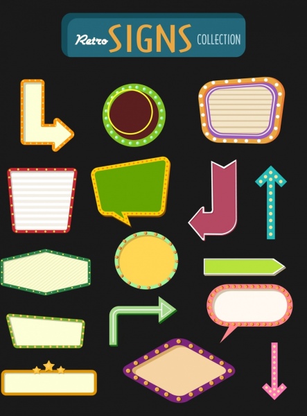 443x600 Retro Signs Collection Neon Light Arrow Geometric Decor Free