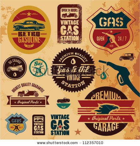 450x470 Vector Download Vintage Gasoline Retro Signs And Labels Gas