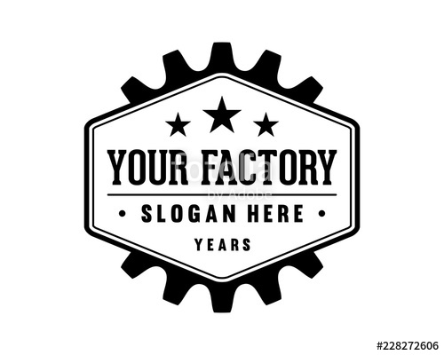 500x400 Vector Gear Factory Hexagon Vintage Retro Sign Symbol Logo Design