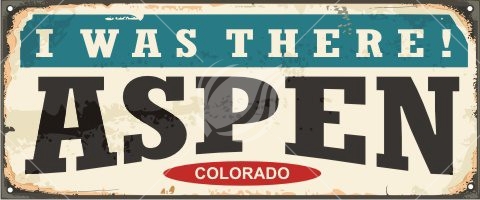 480x200 Aspen Retro Tin Sign Vector Illustration