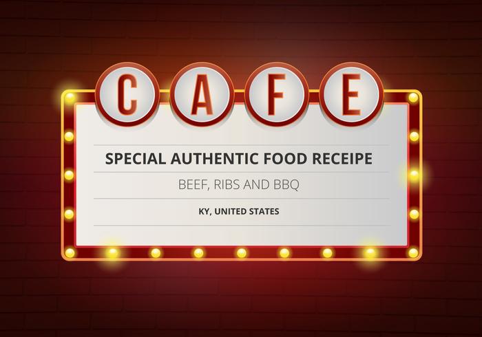 700x490 Cafe Retro Sign Neon Style Retro Sign Realistic Style