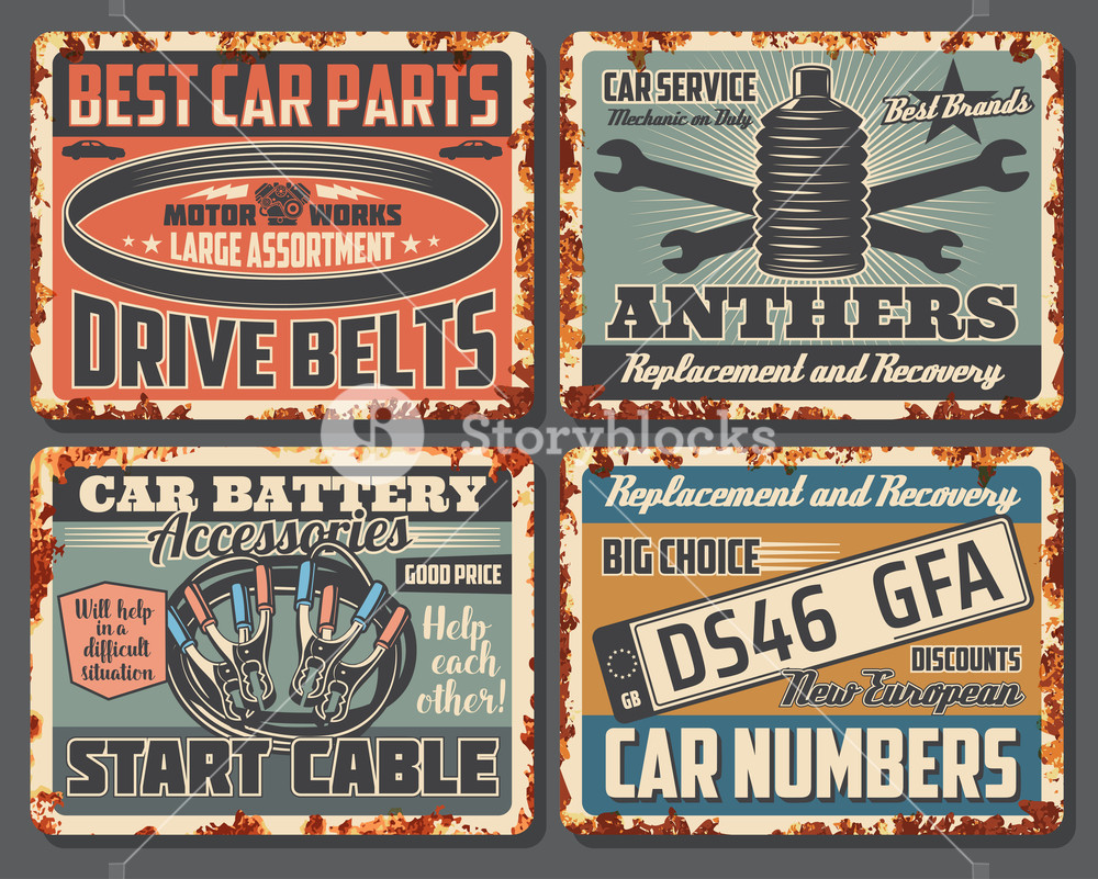 1000x801 Car Repair And Garage Mechanic Service Old Metal Signboards, Rusty