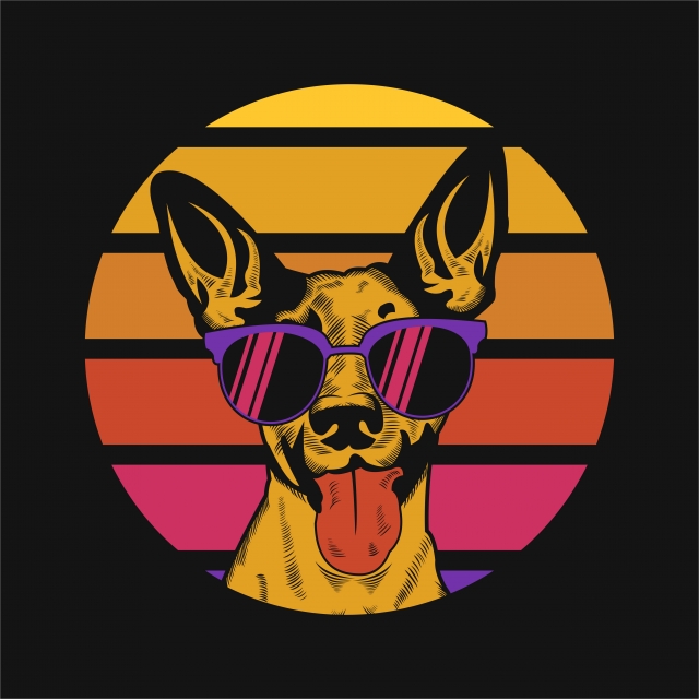 Dog Sunset Retro Vector Illustration, Abstract Png 640x640 Dog Sunset Retro Vector Illustration, Abstract Png