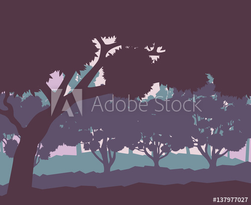 Mystical Forest Landscape Sunset Vector Background Vintage 500x408 Mystical Forest Landscape Sunset Vector Background Vintage