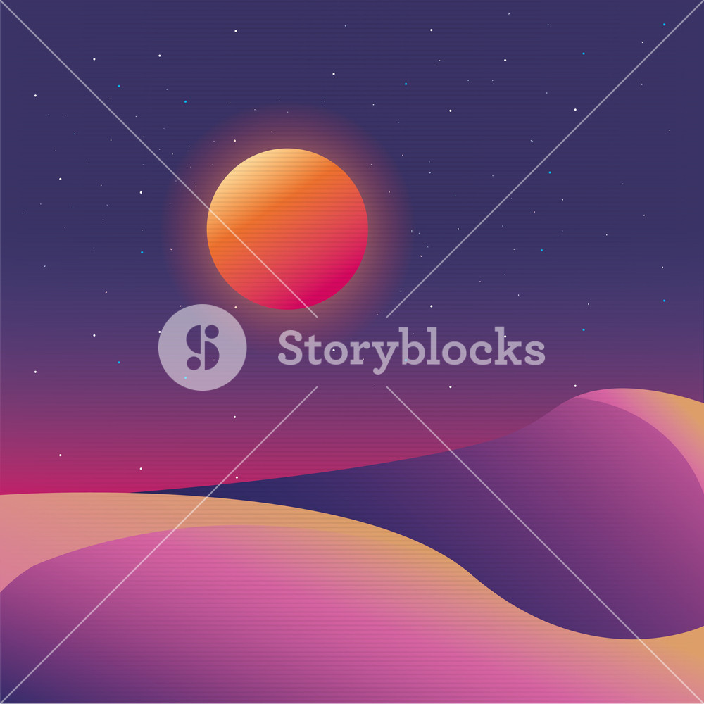 Retro Futuristic Landscape Background Of Sunset In The Desert 1000x1000 Retro Futuristic Landscape Background Of Sunset In The Desert