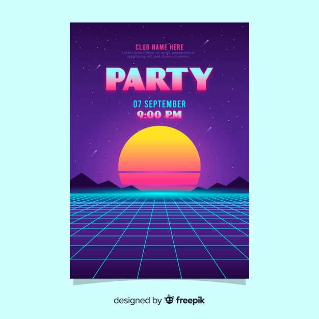 Retro Futuristic Music Poster With Sunset Vector Free Download 626x626 Retro Futuristic Music Poster With Sunset Vector Free Download