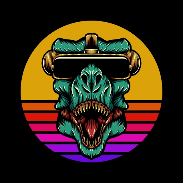 T Rex Sunset Retro Vector Illustration, Animal Png 640x640 T Rex Sunset Retro Vector Illustration, Animal Png