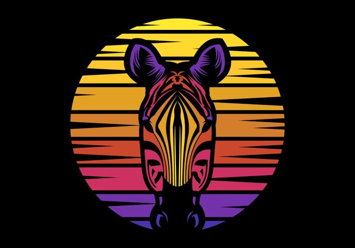 Zebra Sunset Retro Vector Illustration 700x490 Zebra Sunset Retro Vector Illustration