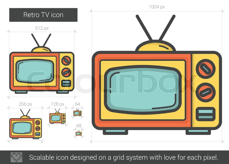 800x576 Retro Tv Vector Line Icon Isolated On Stock Vector Colourbox