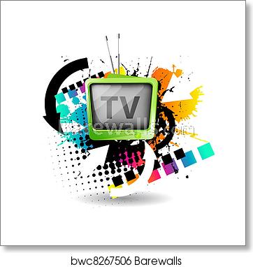 362x382 Cute Retro Tv Vector, Art Print Barewalls Posters Prints