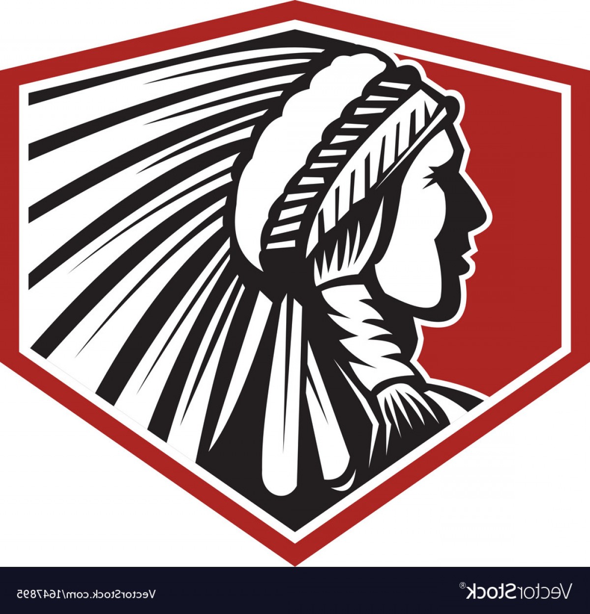 1200x1250 Native American Indian Warrior Side Retro Vector Soidergi