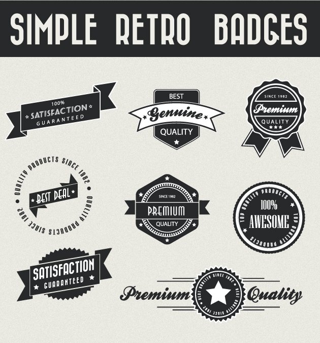 630x674 Simple Retro Vector Badges