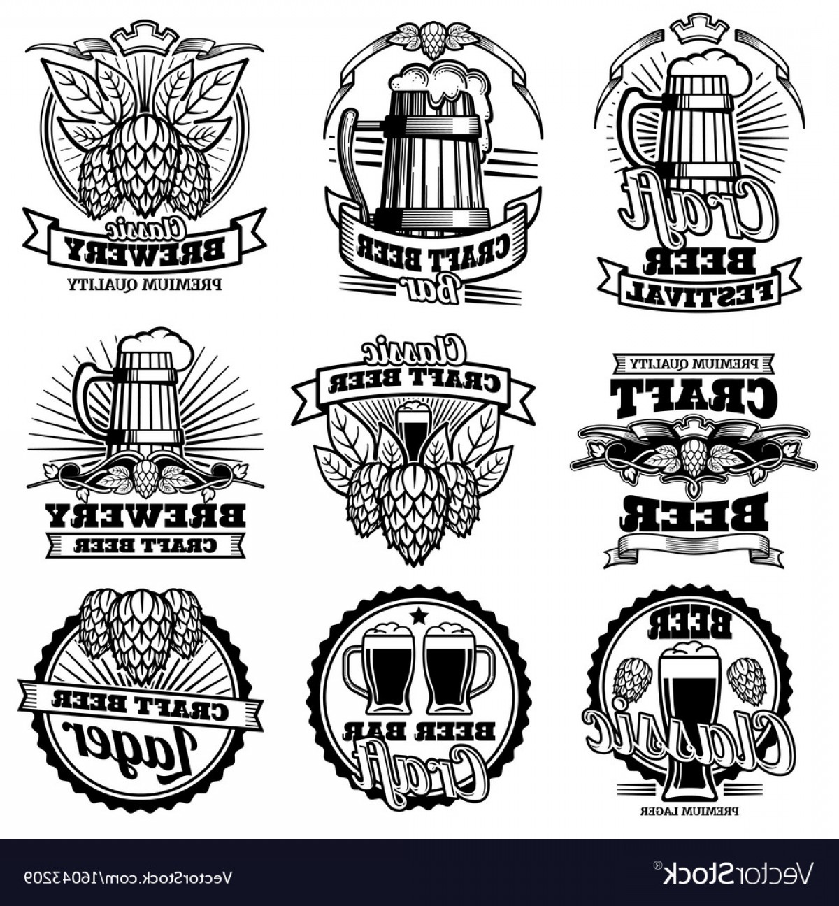 1200x1296 Vintage Beer Drink Bar Labels Retro Vector Soidergi