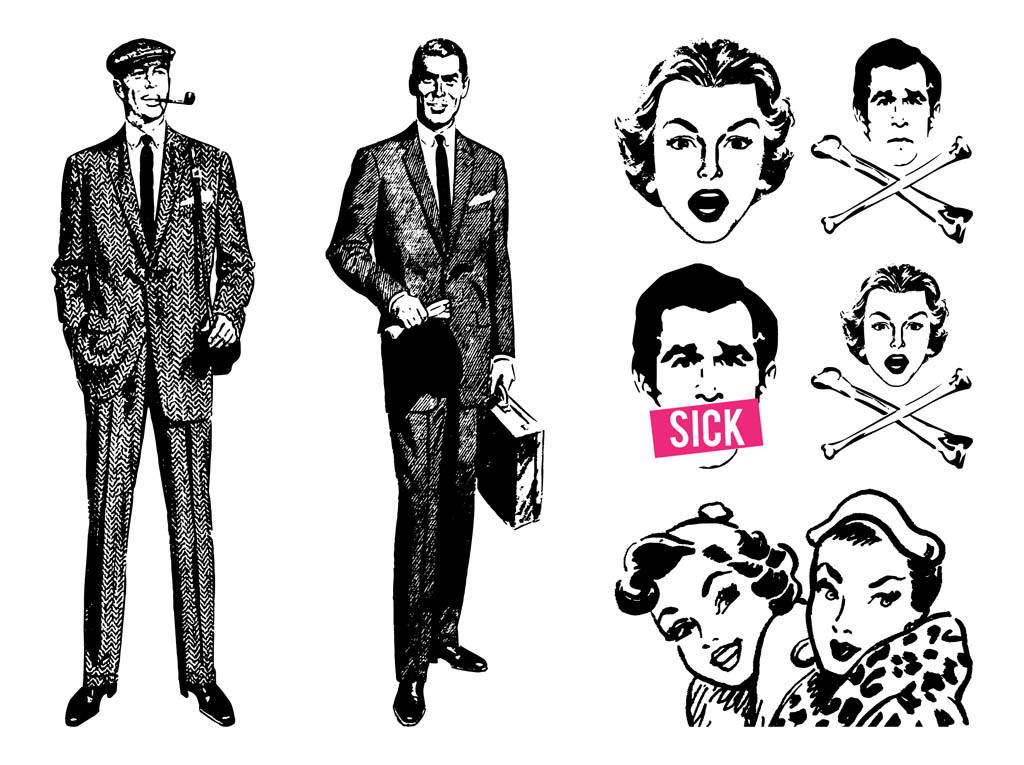 1024x765 Retro People Designs Vector Art Graphics