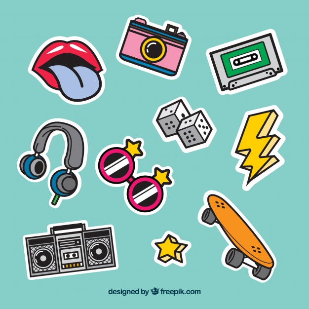 626x626 Retro Stickers With Pop Art Style Vector Free Download