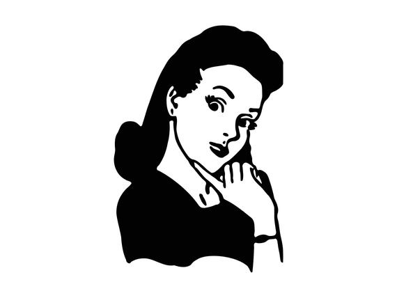 570x428 Retro Lady Vintage Woman Cutting Vintage Clipart Etsy