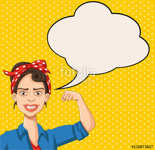 500x484 Retro Strong Woman Talking With Speech Bubbles Vintage Design