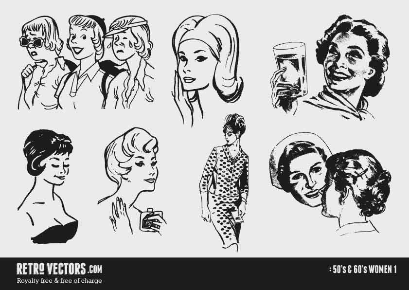 841x596 Women Free Retro Vectors