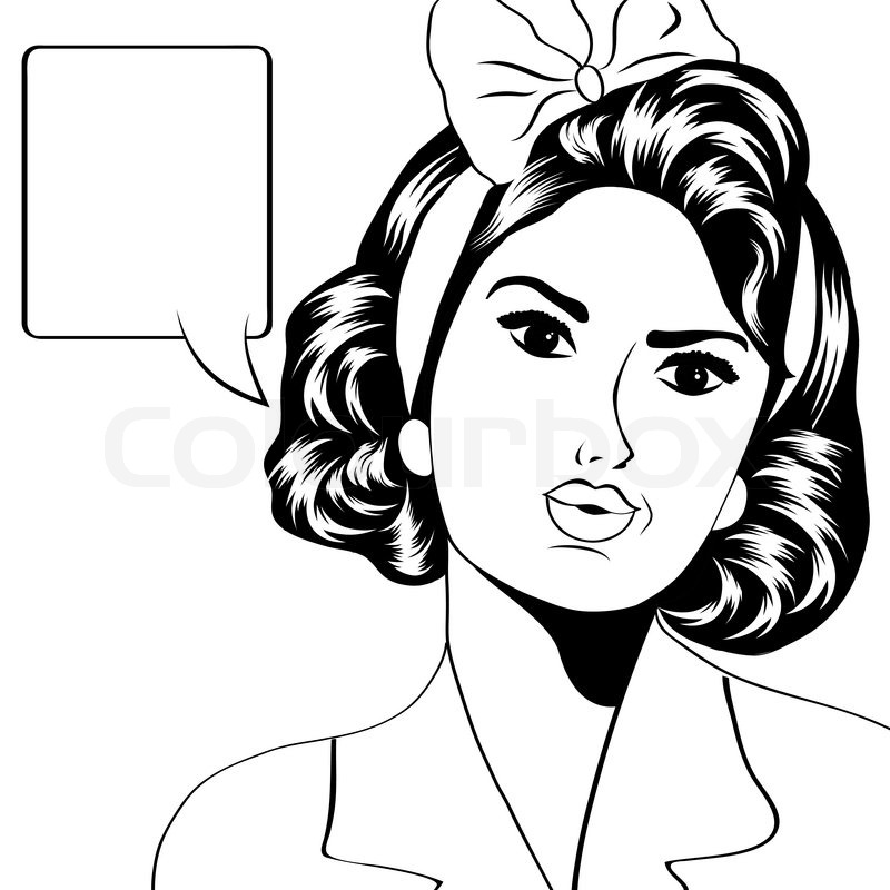 800x800 Cute Retro Woman In Comics Style, Stock Vector Colourbox