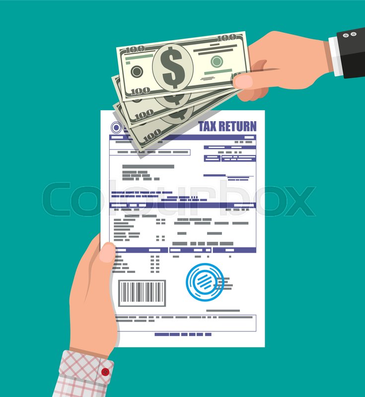 735x800 Hand With Tax Return Declaration Paper Stock Vector Colourbox