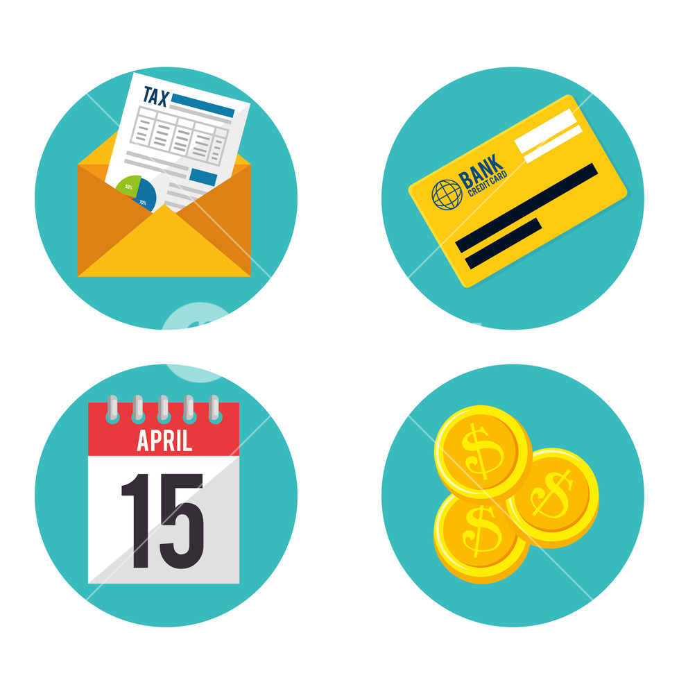 979x1000 Tax Return Time Set Icons Vector Illustration Design Royalty Free