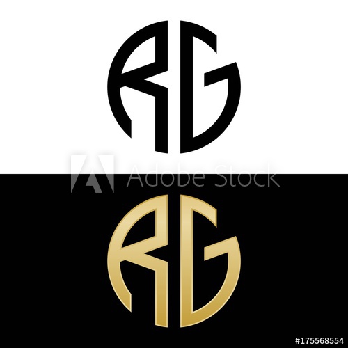 500x500 Rg Initial Logo Circle Shape Vector Black And Gold