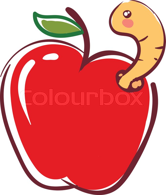 682x800 Apple Worm Going Out From Fruit Stock Vector Colourbox