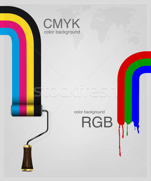 500x600 Cmyk And Rgb Vector Print Colors Paint Roller Vector
