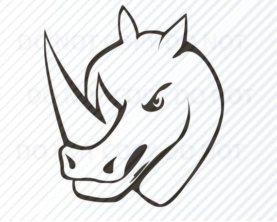 570x456 Rhino Head Vector Images Silhouette Rhino Clipart Etsy