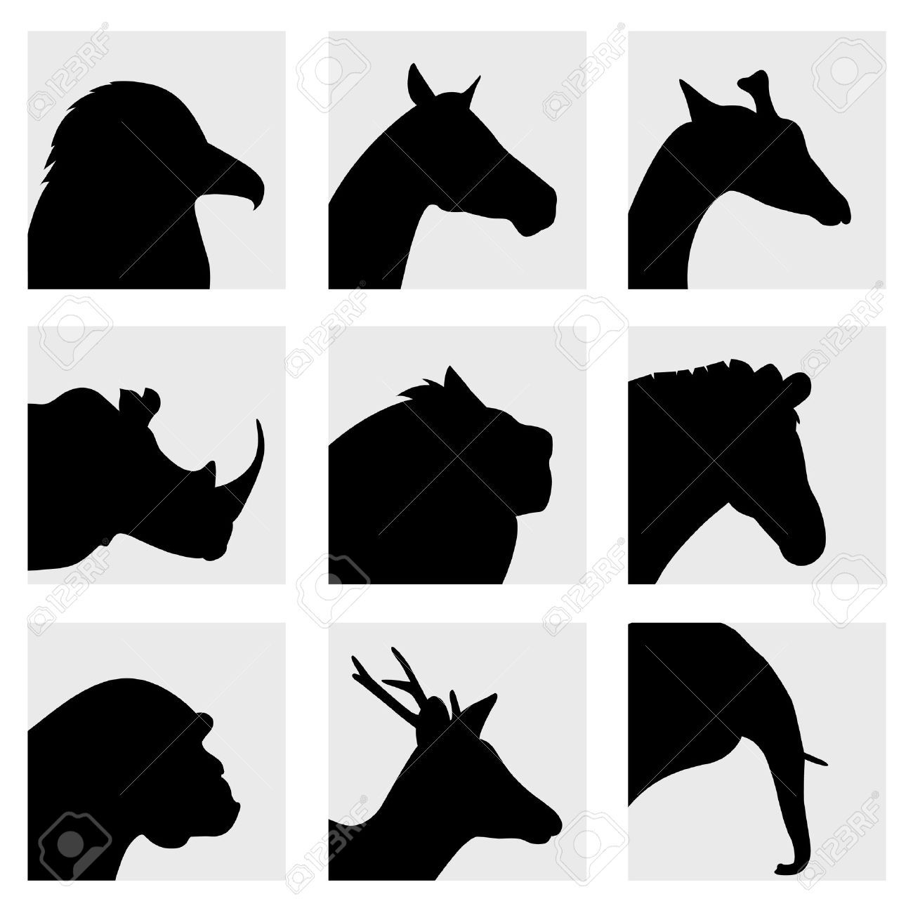 1300x1300 Rhino Silhouette Heads Vectors