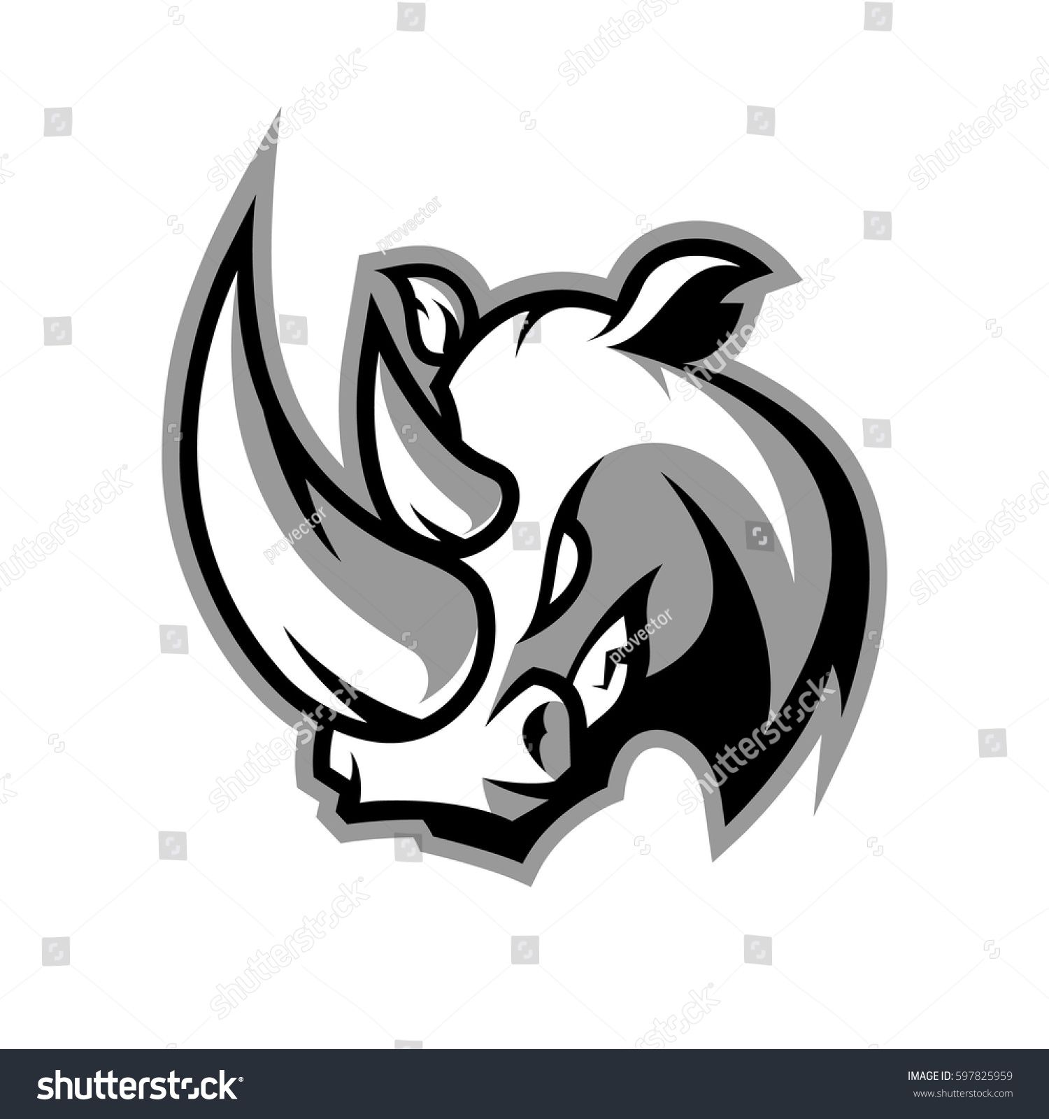 1500x1600 Furious Rhino Sport Vector Logo Concept Isolated On White