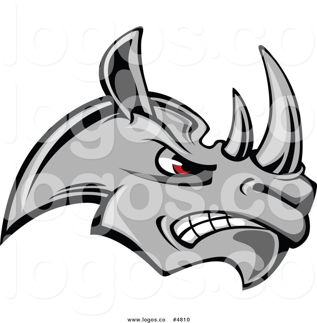 1024x1044 Royalty Free Vector Of A Mad Gray Rhino Logo