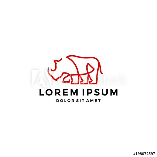 500x500 Rhino Outline Line Art Monoline Logo Vector Download