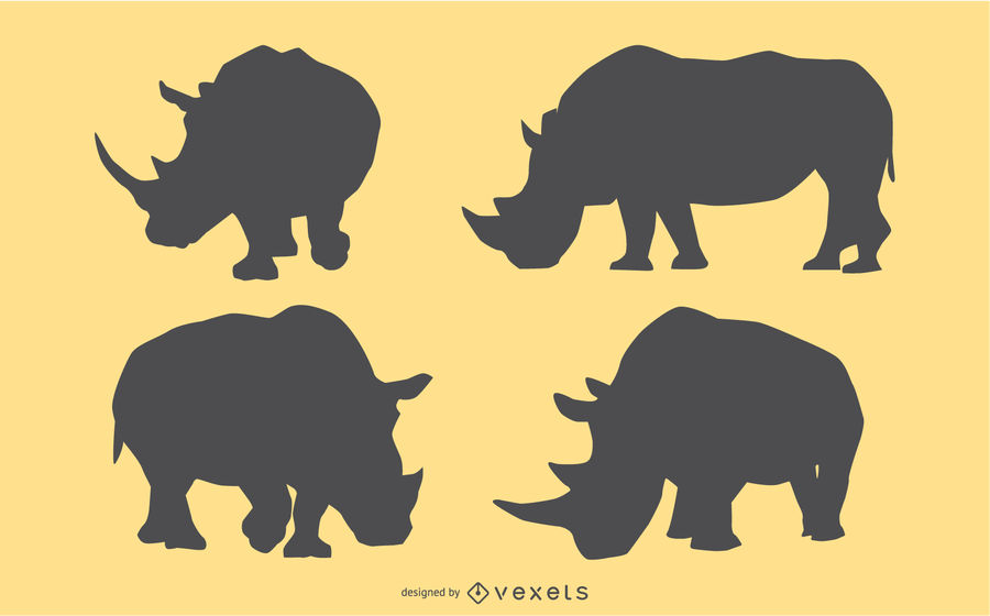 900x560 Rhino Silhouette Set