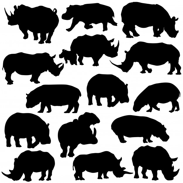 626x626 Rhino Hipo Animal Clip Art Silhouette Vector Vector Premium Download