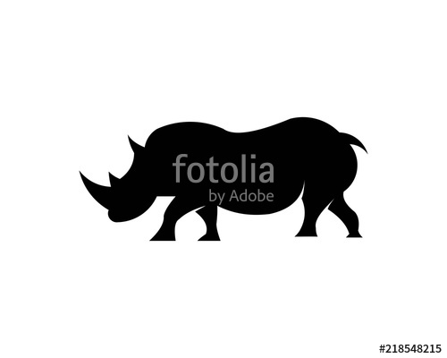500x400 Rhinoceros Vector Silhouette Illustration Isolated On White