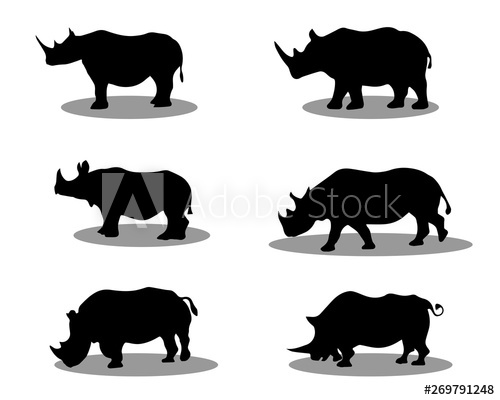 500x400 Set Of Rhino Collection Rhino Silhouette Vector