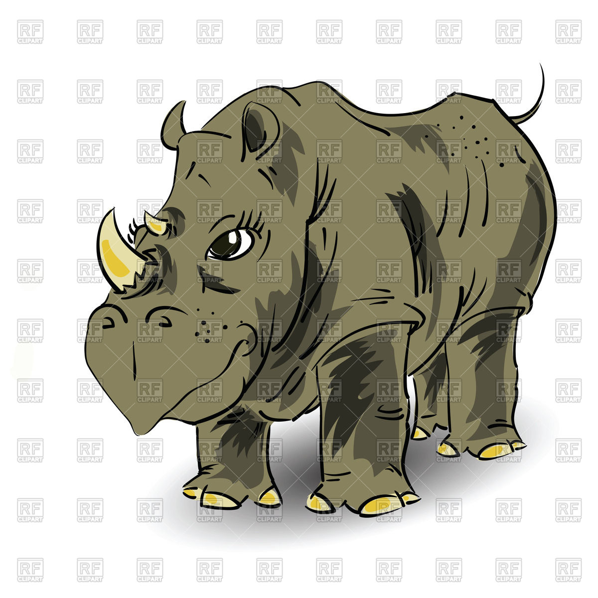 1200x1200 Cute Cartoon Rhino Vector Image Of Plants And Animals
