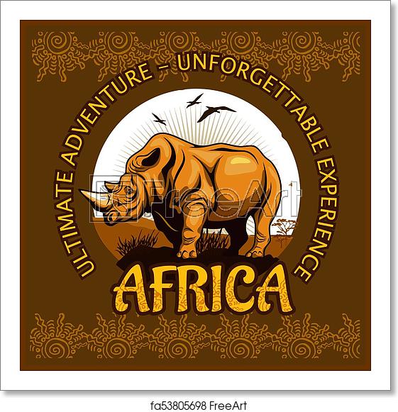 561x581 Free Art Print Of African Landscape And Rhino