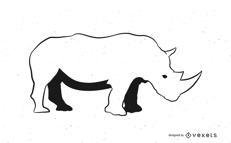 900x558 Line Art Black White Rhino