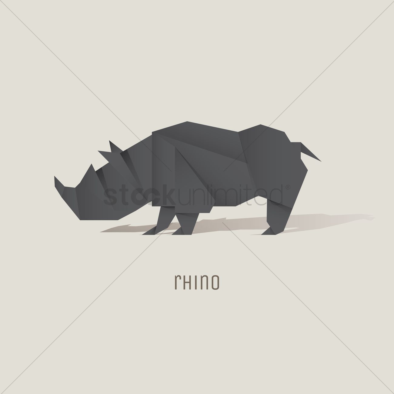 1300x1300 Origami Rhino Vector Image
