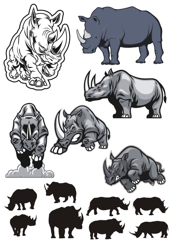 595x842 Rhino Vector Set Free Vector Download In Cdr