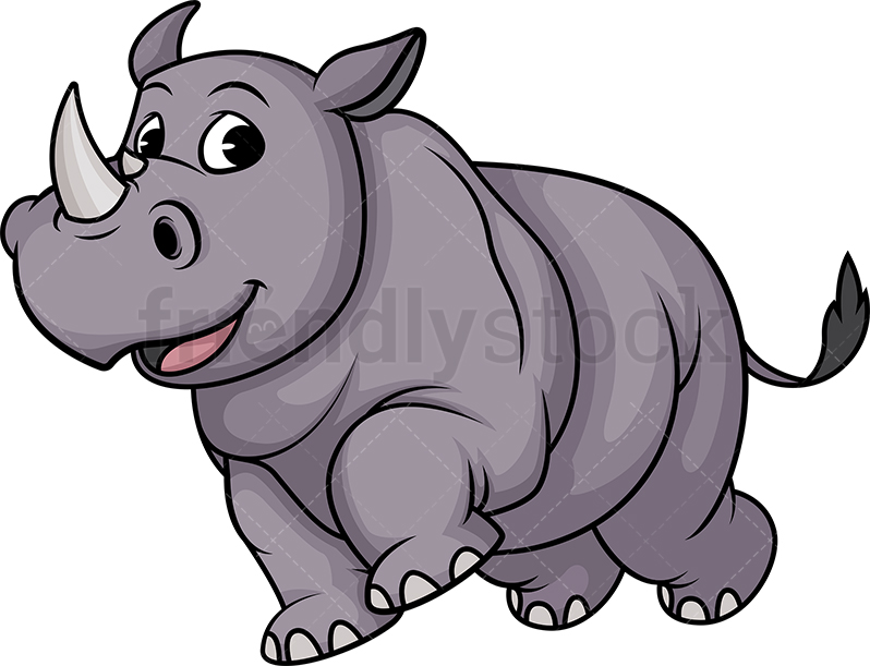798x611 Running Rhino Cartoon Clipart Vector