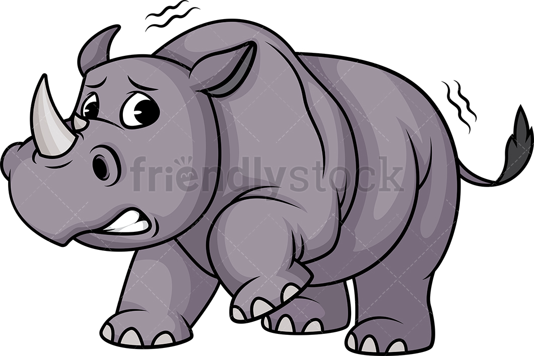 1060x708 Scared Rhino Cartoon Clipart Vector