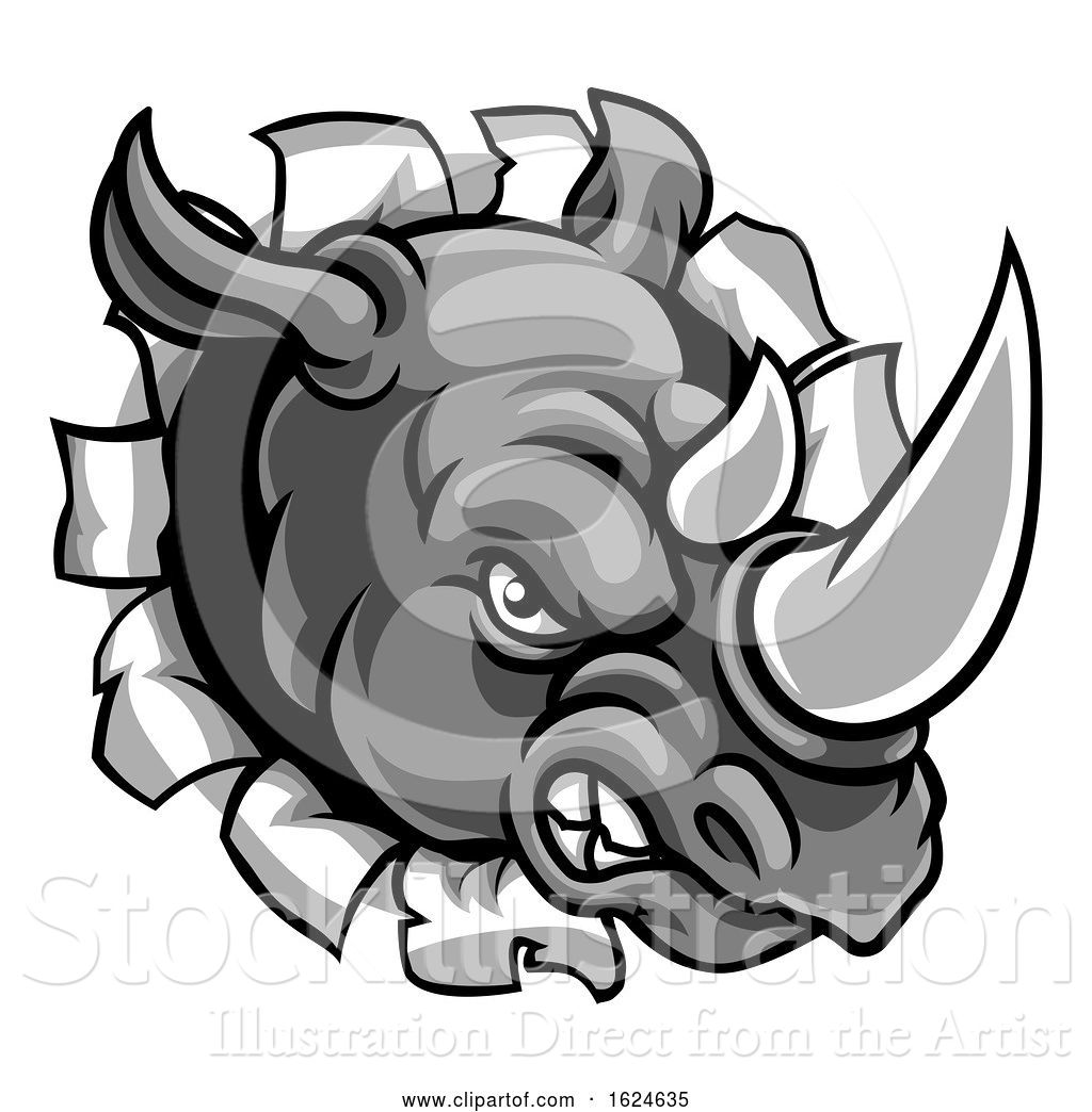1024x1044 Vector Illustration Of Rhino Mean Angry Sports Mascot Breaking