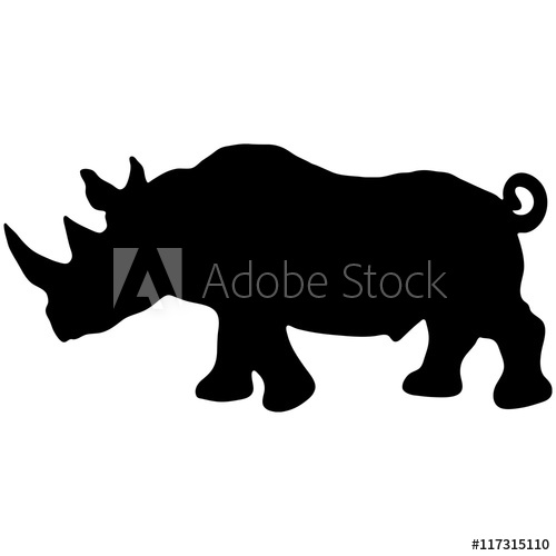 500x500 Silhouette Of A Rhino Vector Animal