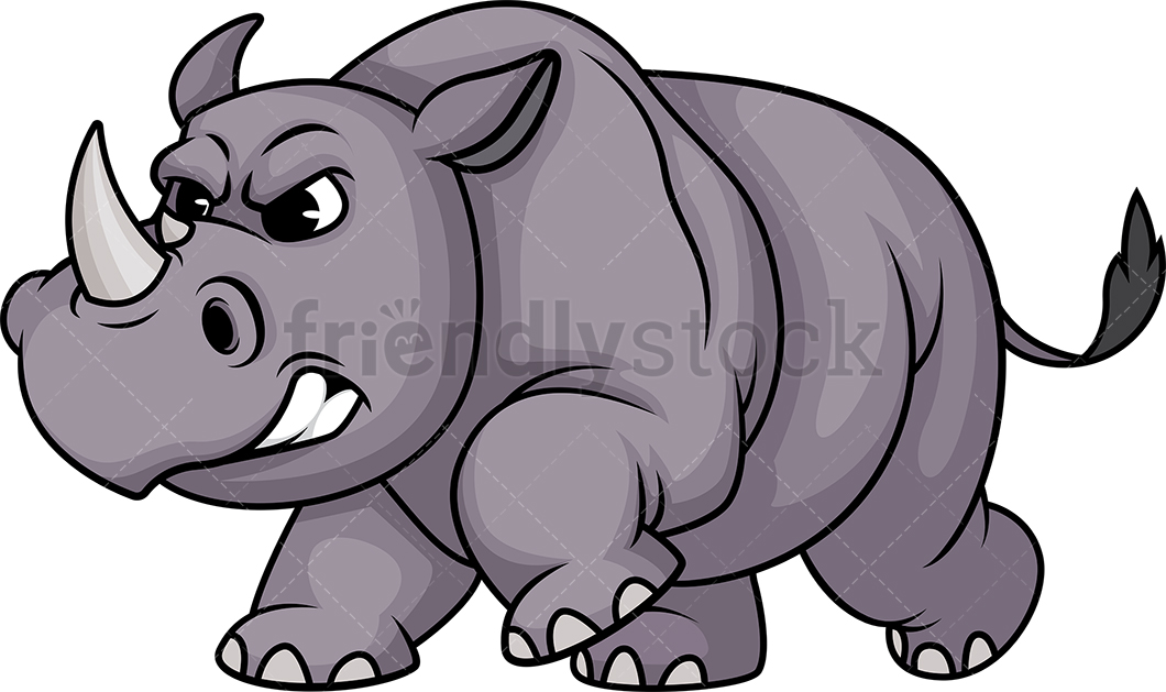 1060x629 Charging Rhino Cartoon Clipart Vector