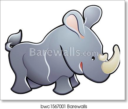 435x370 Cute Rhino Vector Illustration, Art Print Barewalls Posters