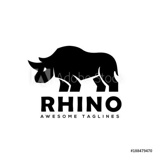 500x500 Rhino Logo Vector, Rhinoceros Logo Monochrome Color Business